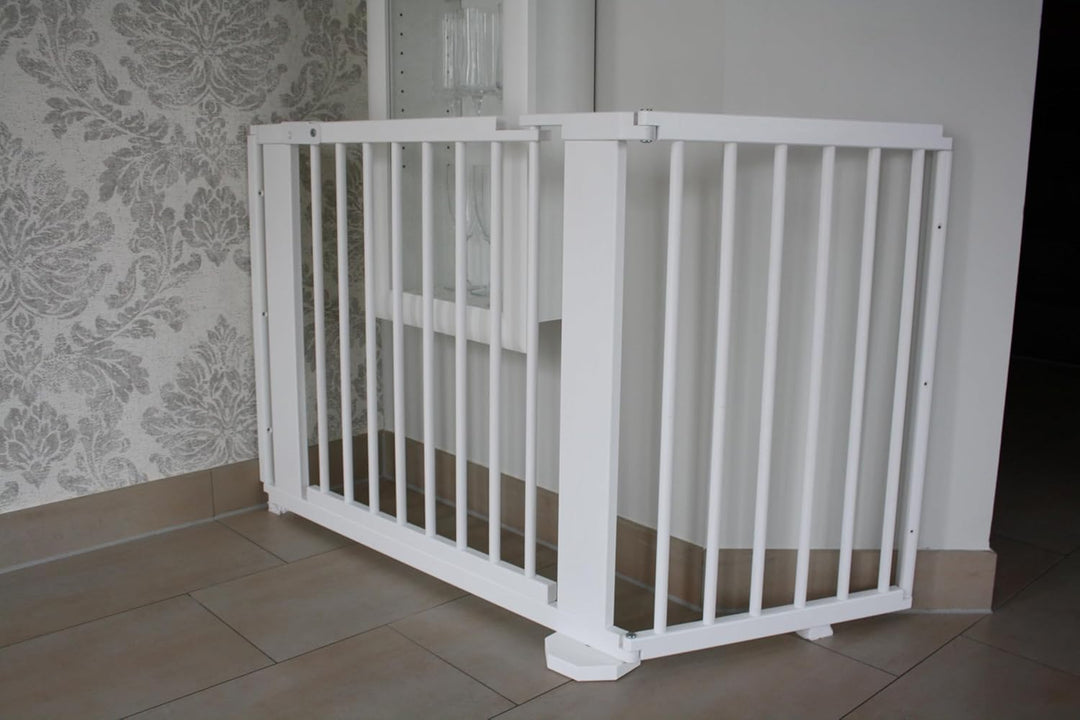 Absperrgitter Türschutzgitter Treppenschutzgitter 119 bis 368 cm massiv Weiss (141cm), 141cm