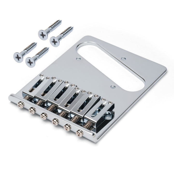 GTC201C Bridge for Tele Chrome WD for Telecaster 6 Brass Saddles