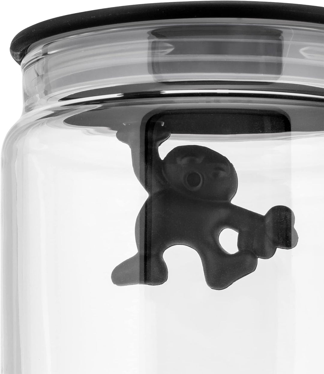 Alessi AMDR04 B Gianni a little man holding on tight, Küchendose mit abgedichtetem Deckel Glas , Sch
