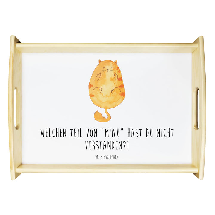Mr. & Mrs. Panda Tablett Katze Mittelfinger - Geschenk, Cat, Deko, Mietze, Holz, Kater, Cats, zum se