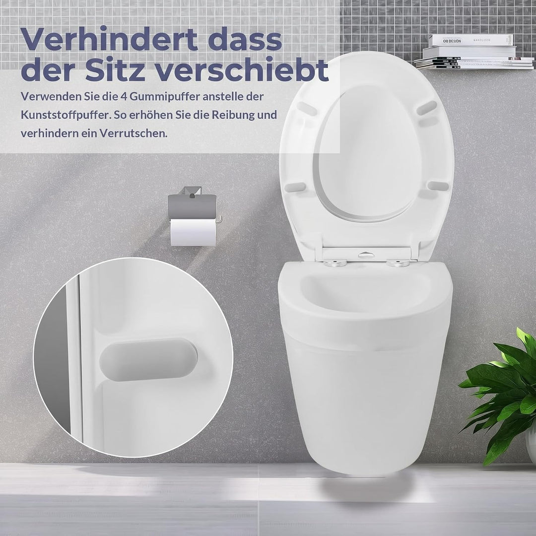 Toilettendeckel mit Absenkautomatik, WC Sitz Klobrille Toilettensitz mit Quick-Release Funktion&amp; Ver