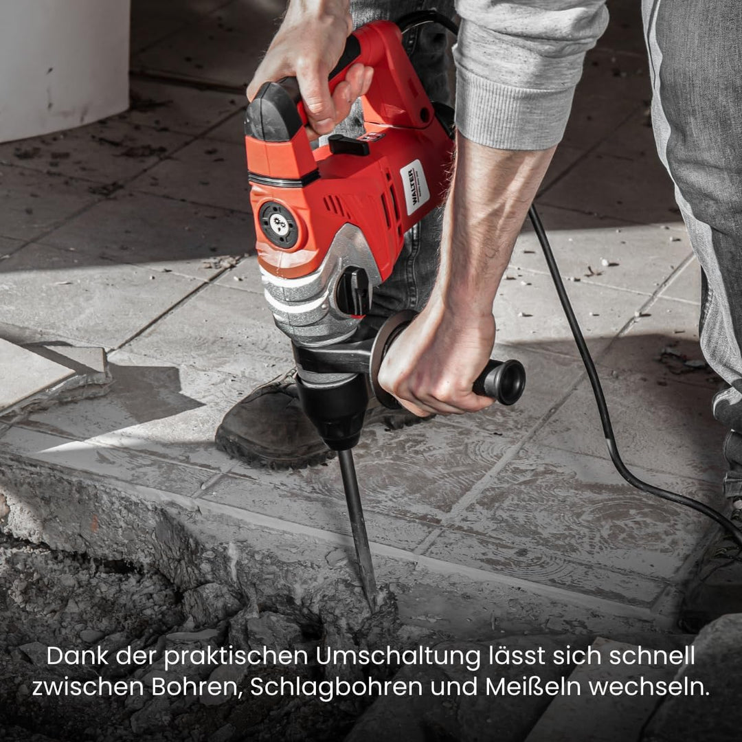 WALTER Bohr- und Meisselhammer 1500 W, optimales und leichtes Arbeiten durch vibrationsgedämpften Ha