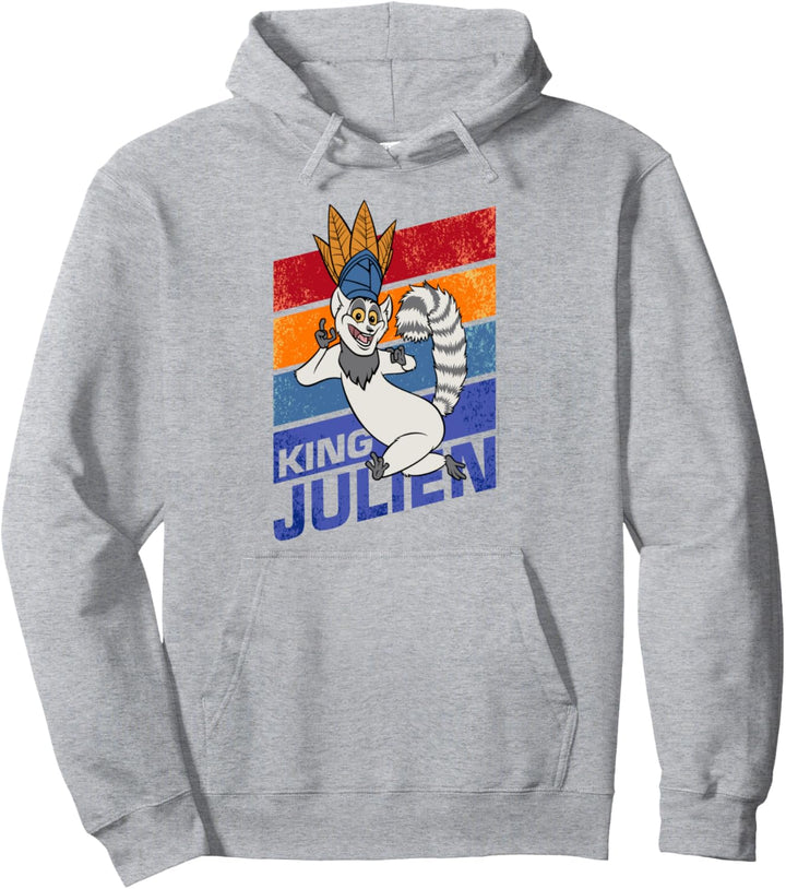 Madagascar King Julien Striped Portrait Pullover Hoodie