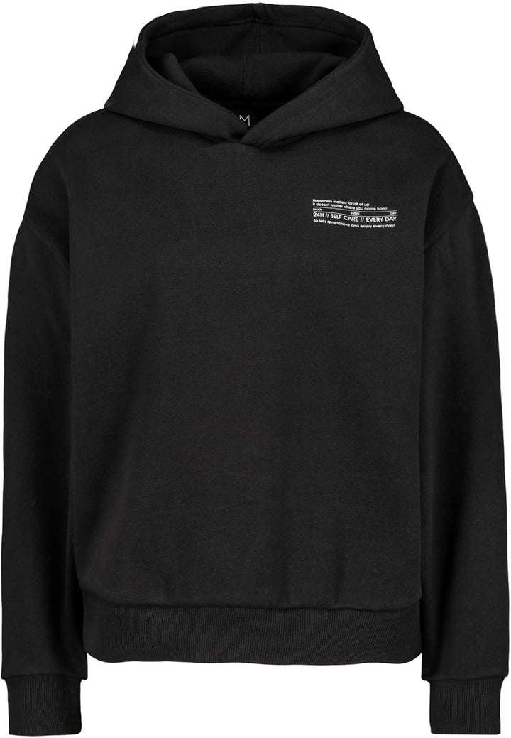 Sublevel Damen Basic Pullover Hoodie mit Mini-Print S Schwarz, S Schwarz