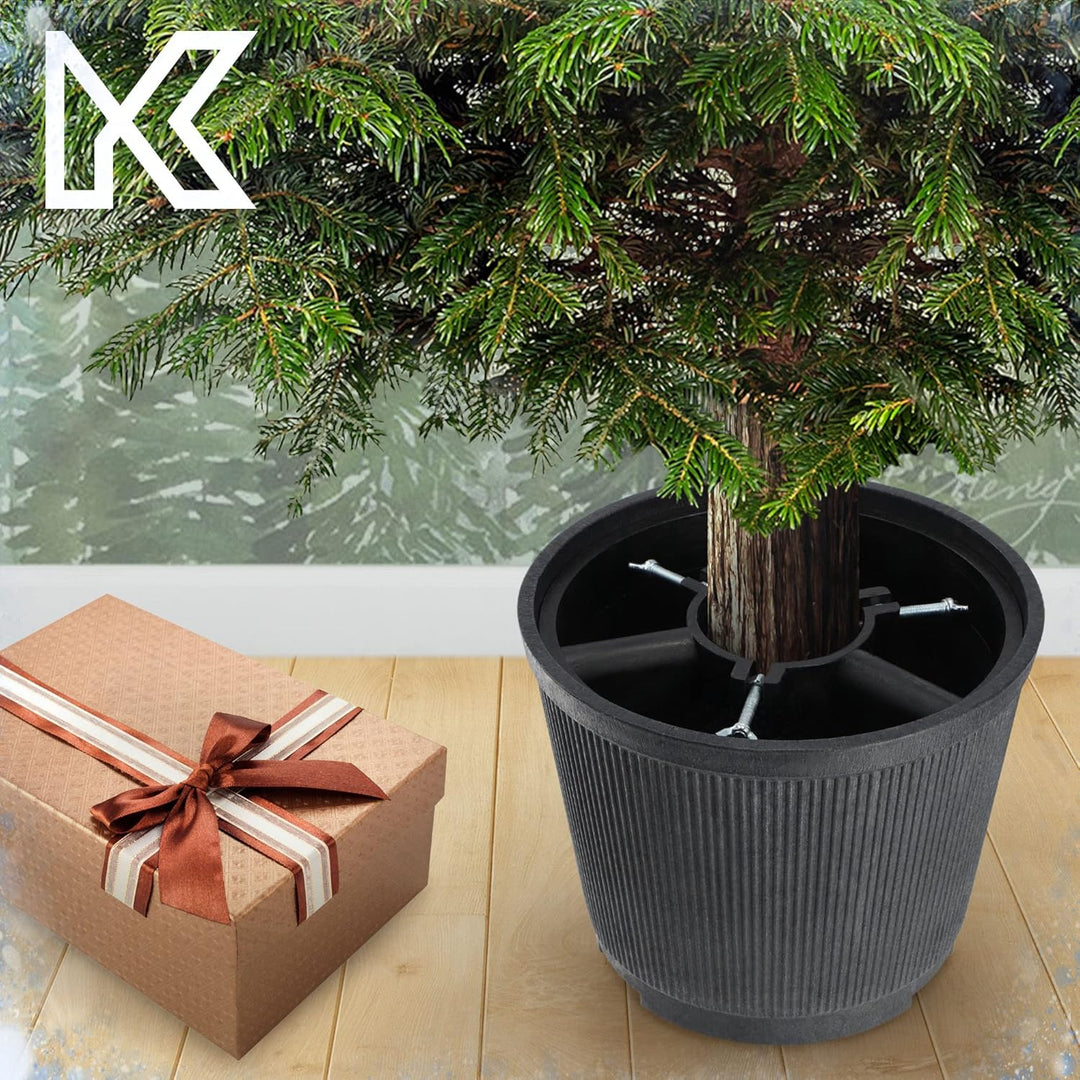 KADAX Weihnachtsbaumständer, Christbaumständer aus recycelten Kunststoff, Tannenbaumständer für eine
