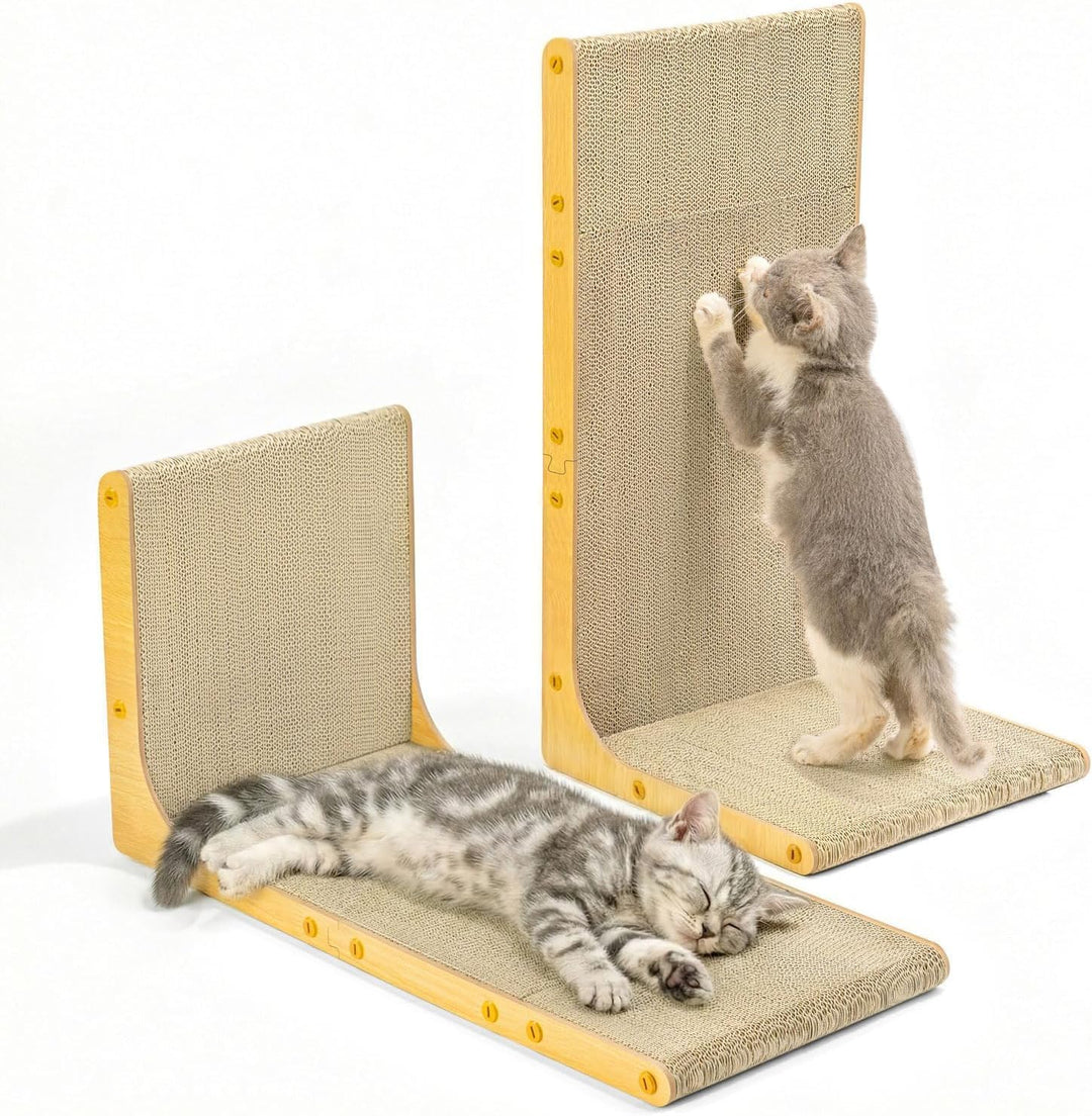 L-förmiges Kratzbrett für Katzen – 58 cm hohe vertikale Kratzpappe für Wand & Ecke, mit Katzenminze