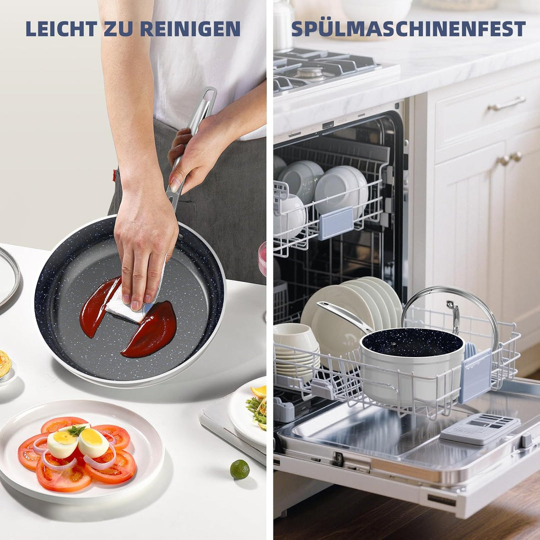 Nuwave Topfsets Pfannenset 12-Teilig Antihaft- Keramik von G10 Duralon Blue, Kochtöpfe mit Topfdecke