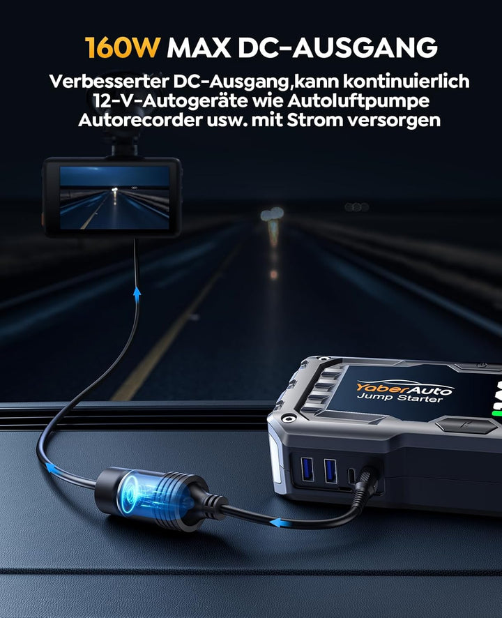 YaberAuto Starthilfe Powerbank, 4000A 21800mAh Auto Starthilfe Powerbank für 10,0L Benzin / 9,0L Die