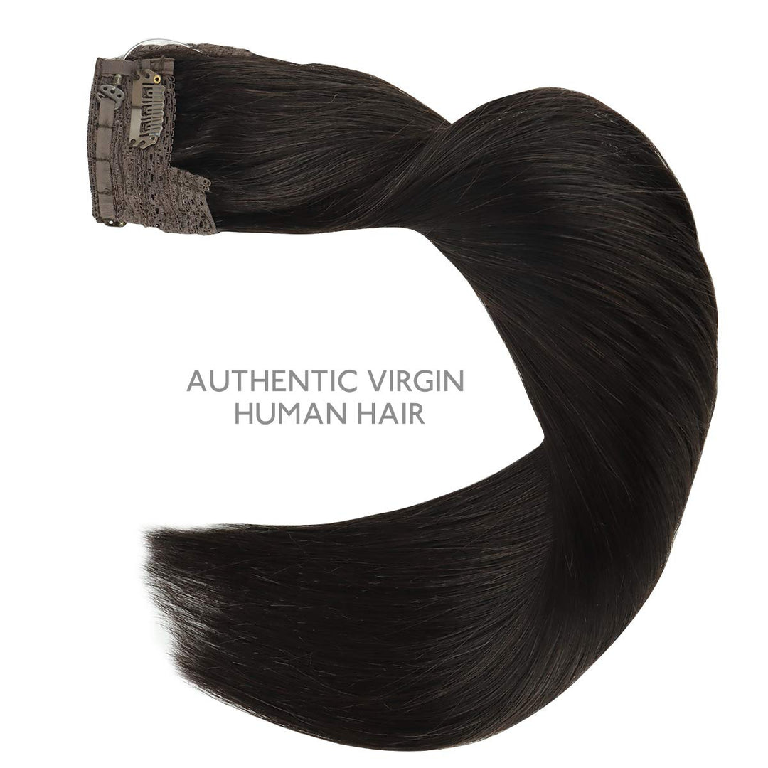 WENNALIFE Secret Hair Extensions Echthaar, 40cm 16 Inch 95g Natürliches Schwarz Remy Haarverlängerun