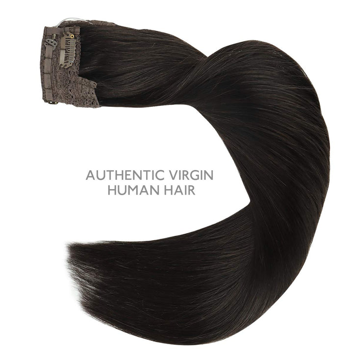 WENNALIFE Secret Hair Extensions Echthaar, 40cm 16 Inch 95g Natürliches Schwarz Remy Haarverlängerun