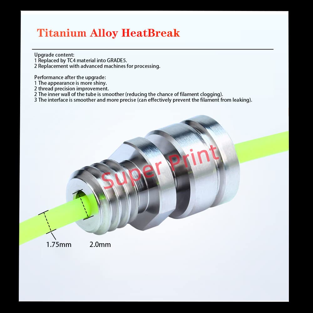 Super Print CR10s Pro/V2 All Metal Hotend,Precision Hotend Upgrade Kit, Titanium Alloy Heatbreak,For