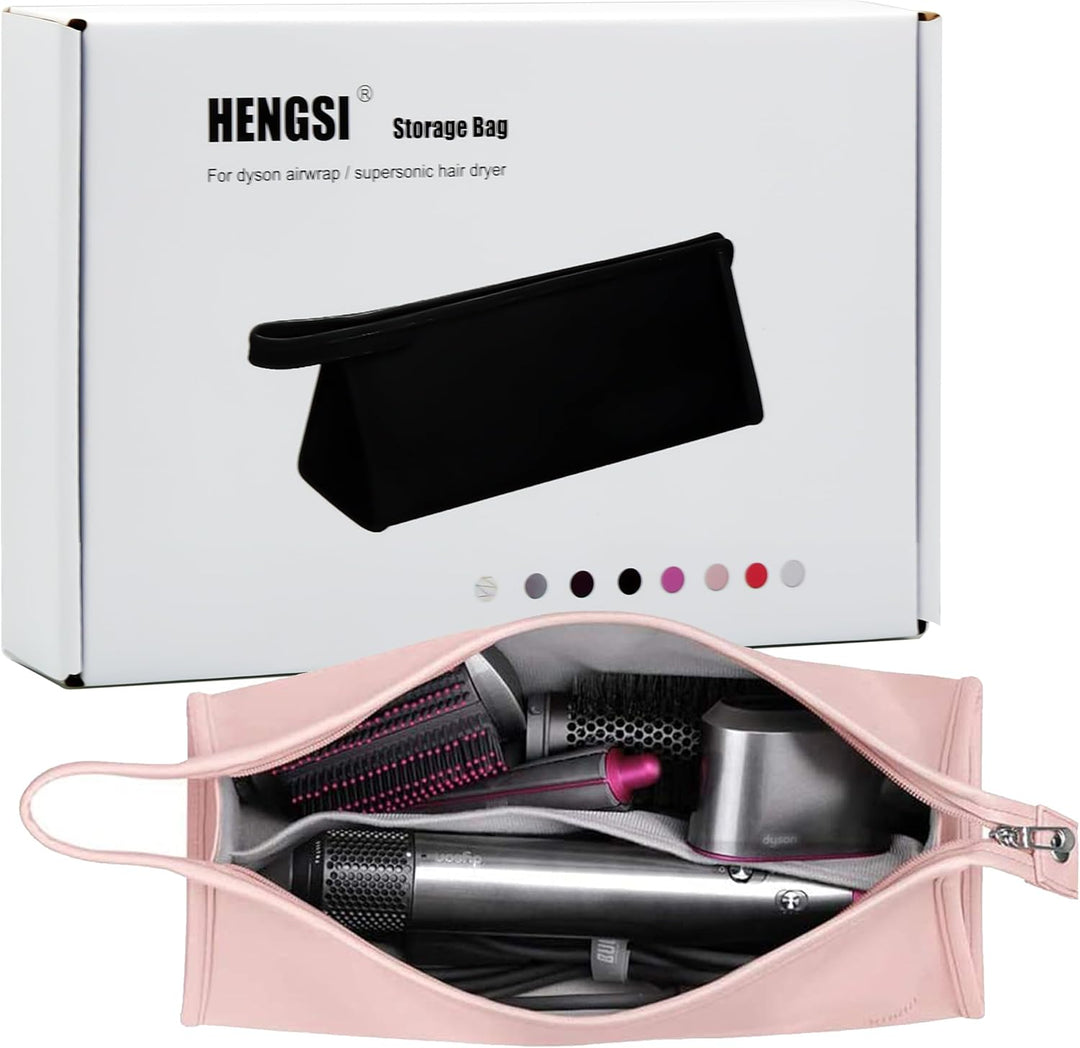 Reisetasche für Dyson Airwrap Long/Supersonic Haartrockner & Zubehör (PU-Leder Wasserdichter-Rosa),
