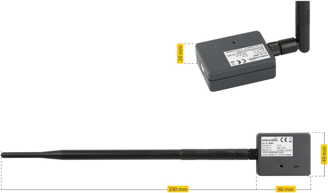 Schellenberg 60991 Garagentor Fernbedienung, universal Smartphone Garagentoröffner PLUS mit externer