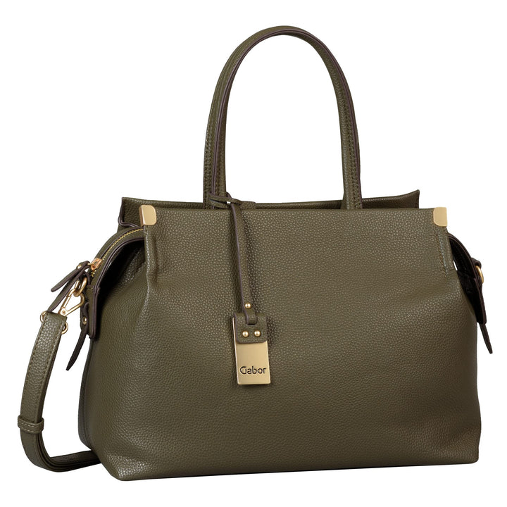Gabor bags Gela Damen Shopper Umhängetasche Reissverschluss Beige 35x13,5x24 Oliv, 35x13,5x24 Oliv