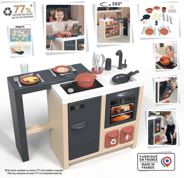Smoby - Kücheninsel - Kinderküche - 360° Spielküche mit 23 Zubehörteilen - Moderne Spielküche mit Of