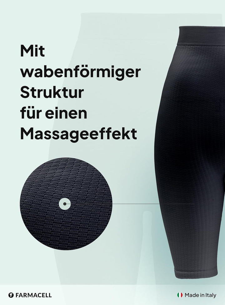 FarmaCell 113 Shorts Hohe Taille, massierende und reduzierende Hose, Anti-Cellulite, S-M Schwarz