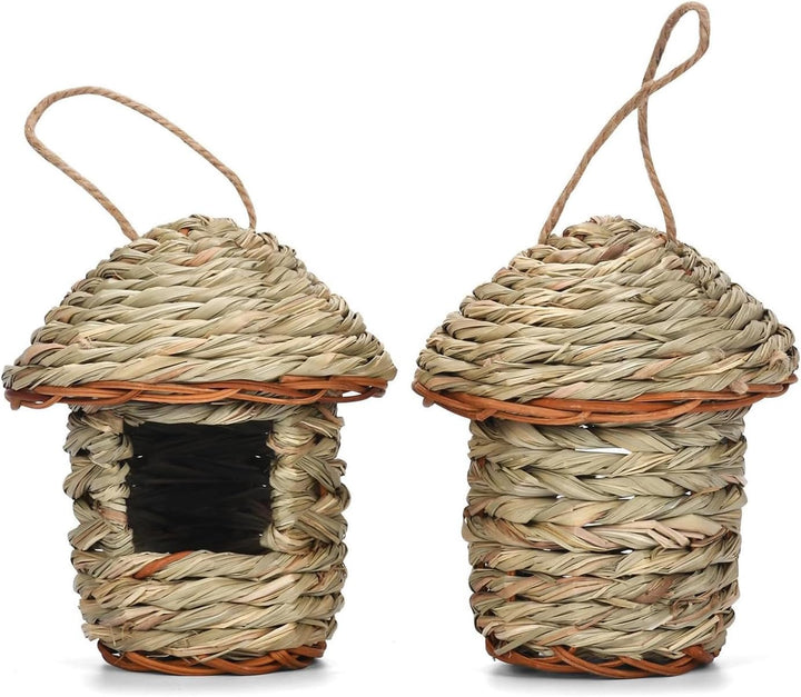 Vogelnest Gras, 2 Stück Gras Bird Nest, Vogelhäus, Handgewebte Vogelhäuser, Vogelhäus zum Aufhängen