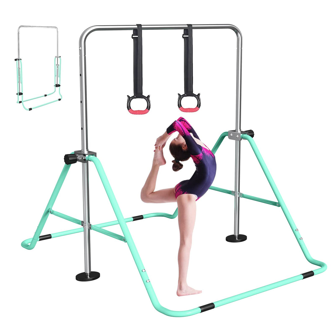 Gymnastikstange Kinder Reckstange Indoor Outdoor Faltbar Höhenverstellbar Grün, Grün