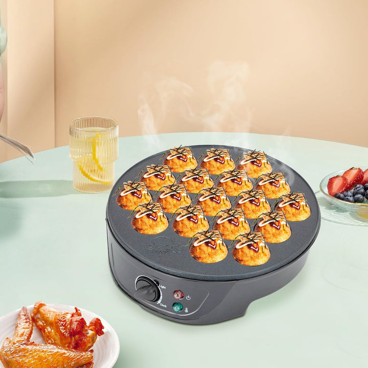 Takoyaki-Maschine 750W, elektrische Maschine 18-Loch für Takoyaki Bälle, Takoyaki Grill Tablett, Tem