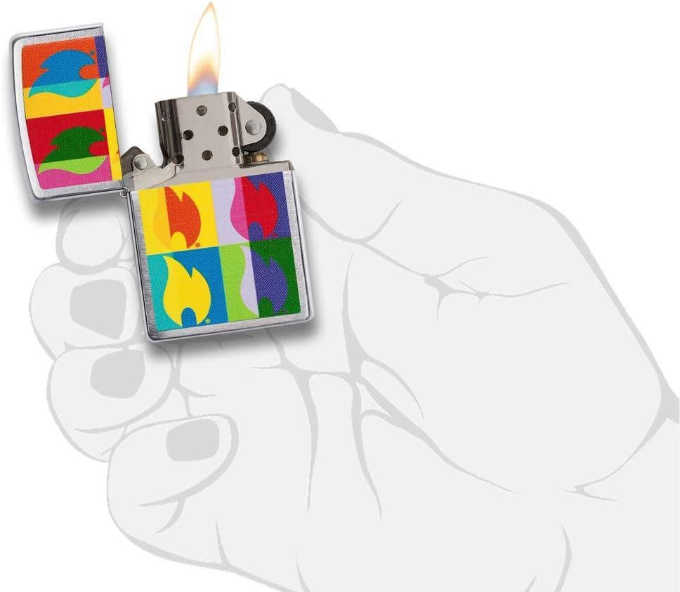 Zippo Unisex Abctract Flame Design Winddichtes Taschenfeuerzeug – gebürstetes Chrom, Einheitsgrösse,