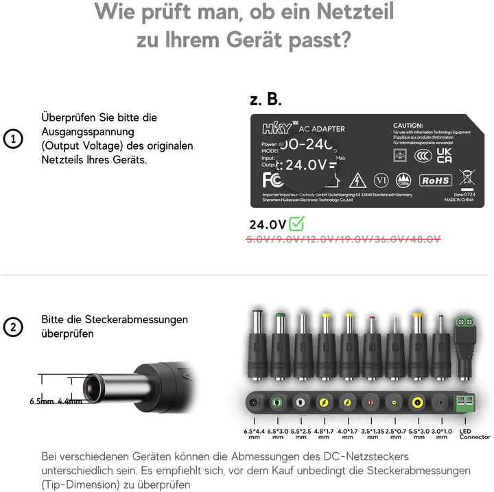 HKY Universal Netzteil 24V Ladegerät für Casio AD-E24250LW ADE24250LW, Bosch Luftreiniger Air 4000,