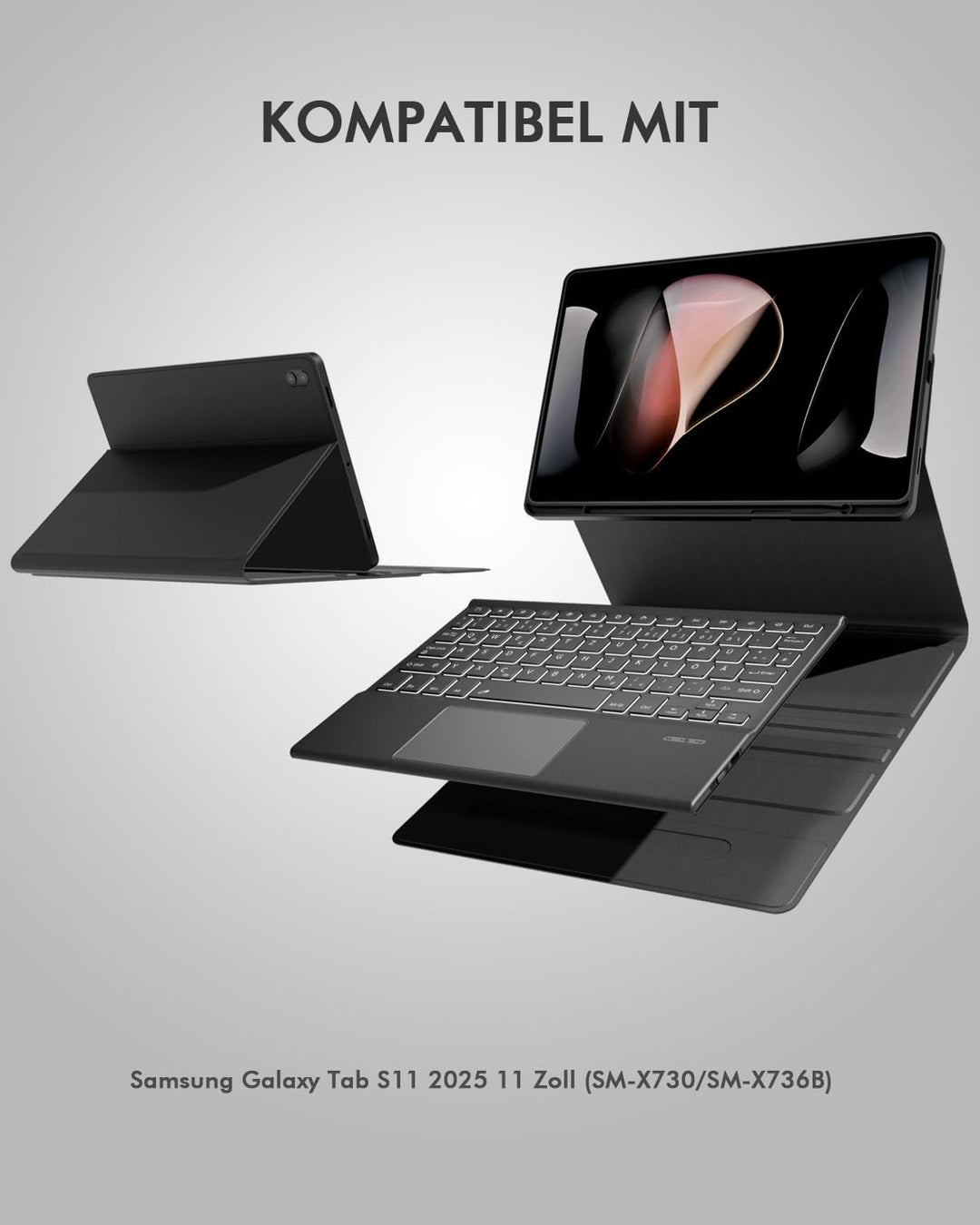 Doohoeek Bluetooth Tastatur Hülle für Samsung Galaxy Tab S11 2025 11 Zoll(SM-X730/736B), Abnehmbare