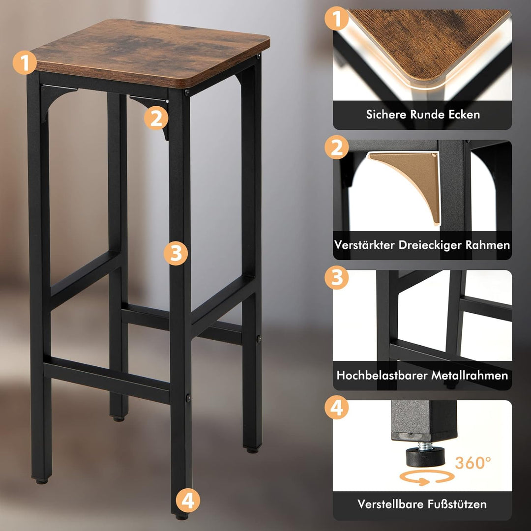GOPLUS 2er Set Barhocker, Barstühle Vintage mit Metallrahmen, Küchenstühle Bistrohocker für Küche, B