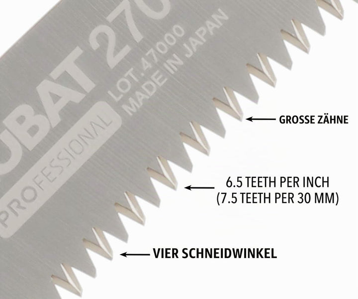 Silky 270–27 Zubat Professional Serie gebogene Klinge Handsäge mit Scheide, 270 mm Gebogene Klinge,