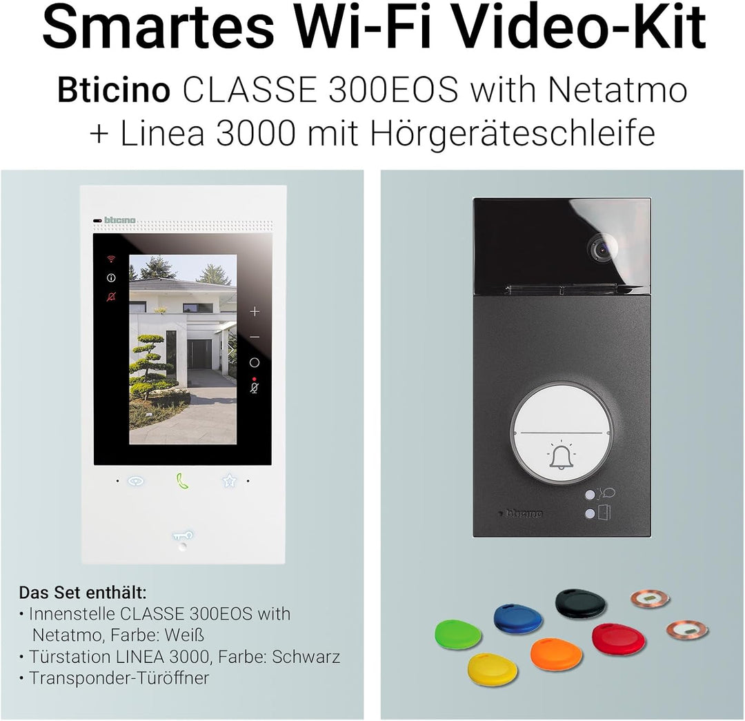 BTICINO, Flex‘ONE-Set Classe 300EOS with Netatmo + Linea 3000 mit Hörgeräteschleife, erste smarte Wi