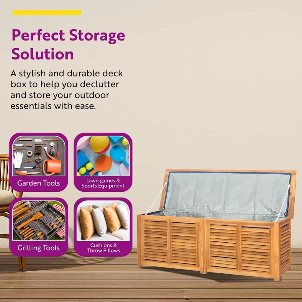 vidaXL Gartenbox, Auflagenbox mit Beutel Stauraum, 150x50x55 cm, Kissenbox Latten-Design, Aufbewahru