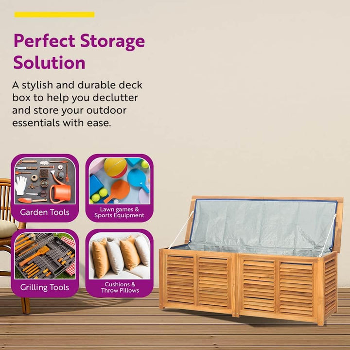 vidaXL Gartenbox, Auflagenbox mit Beutel Stauraum, 150x50x55 cm, Kissenbox Latten-Design, Aufbewahru