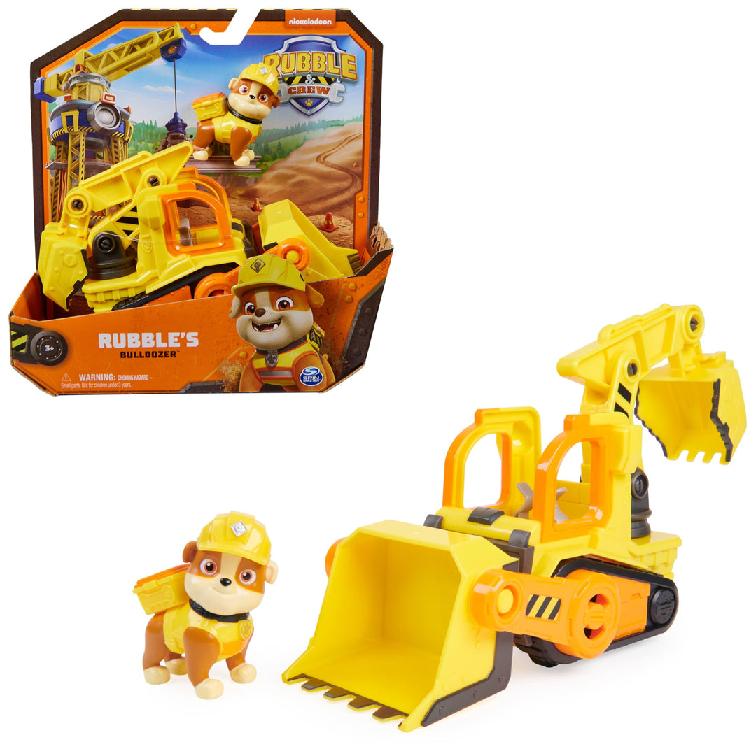 Rubble & Crew - Planierraupen-Baufahrzeug mit Rubble-Figur (Basis Fahrzeug), Spielzeug für Kinder ab