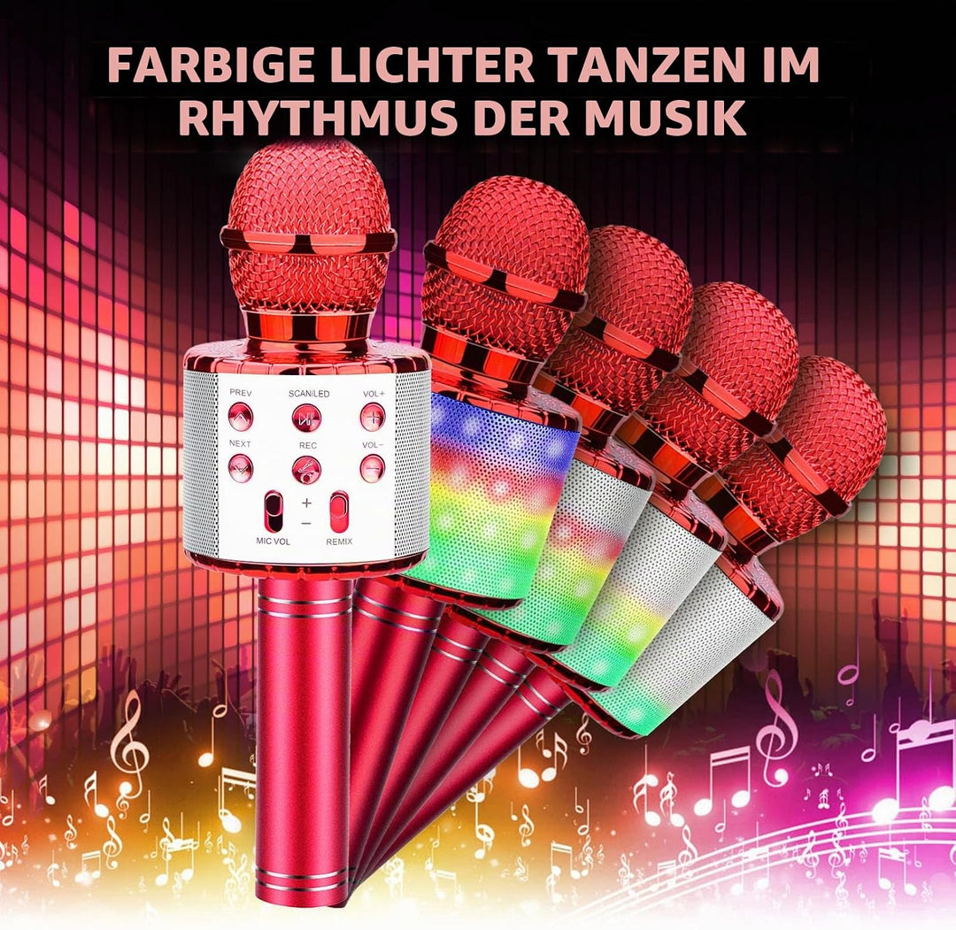 ShinePick Karaoke Mikrofon, Drahtloses Bluetooth Mikrofon Kinder, Tragbare 4 in 1 Sing Microphone fü