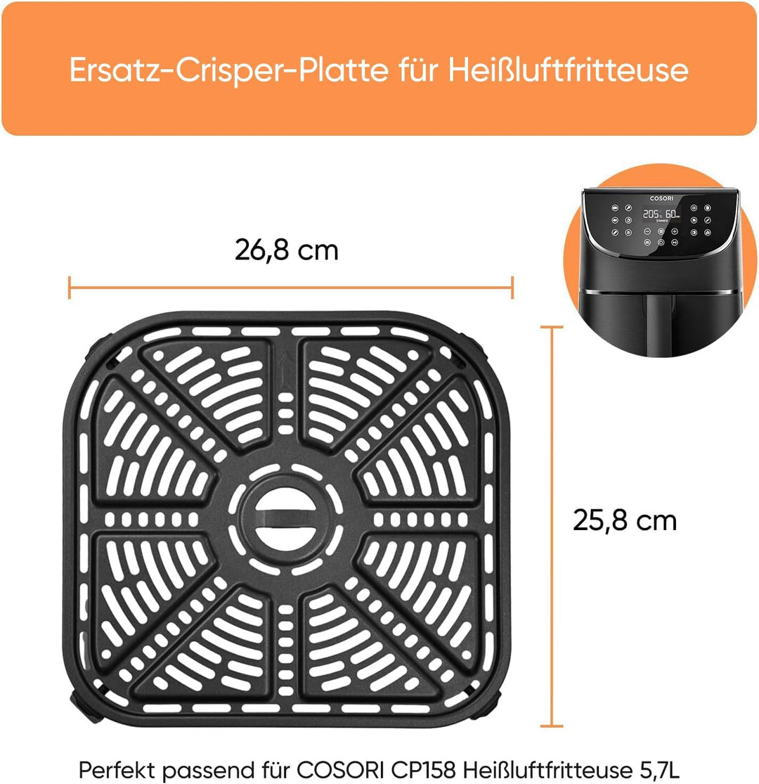 COSORI CP158 Heissluftfritteuse 5,7 L Original-Grillplatte, Keramikbeschichtung ohne PFAS, Ersatzzub