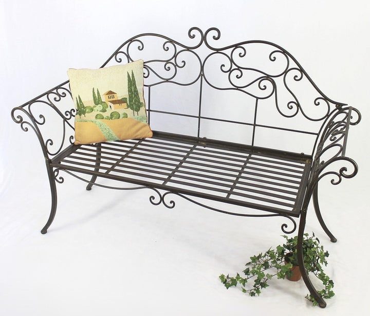 DanDiBo Gartenbank Metall Braun Wetterfest 146 cm 2 Sitzer Parkbank 111183 Antik Eisen Sitzbank Gart