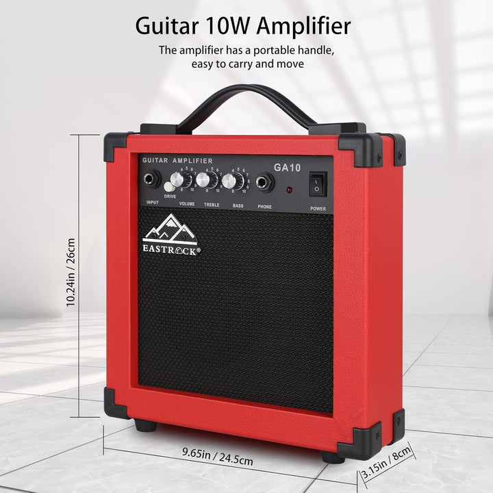 EASTROCK E Gitarre Set E Guitar 39 Zoll Elektrogitarre mit 10-W-Verstärker,Tasche, Kapodaster, Schul