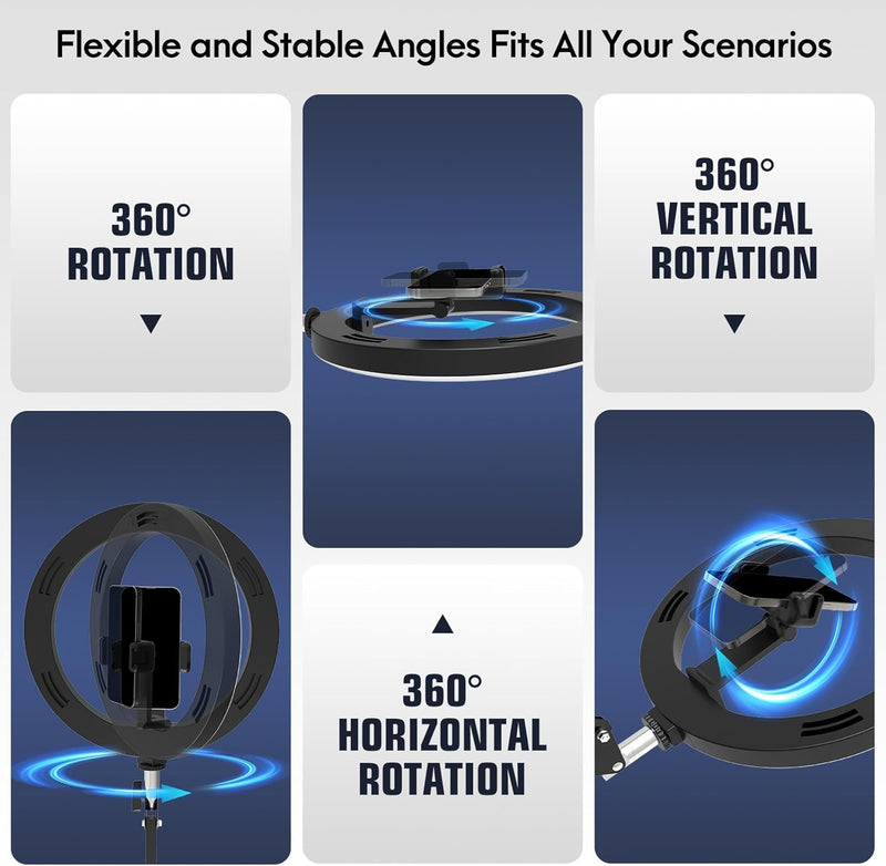 LUXSURE 10" Ringlicht mit Stativ, Flexibles Handy Stativ Ringlicht – ideal für die Erstellung von In