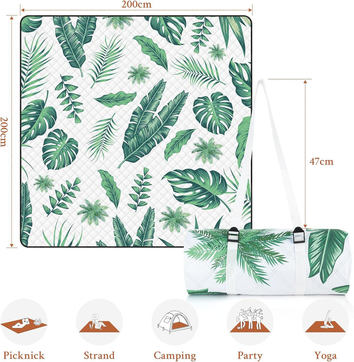 TXBOBECO Picknickdecke 200x200cm XXL, Stranddecke Wasserdicht Sandfrei, Outdoor Camping Decke mit Tr