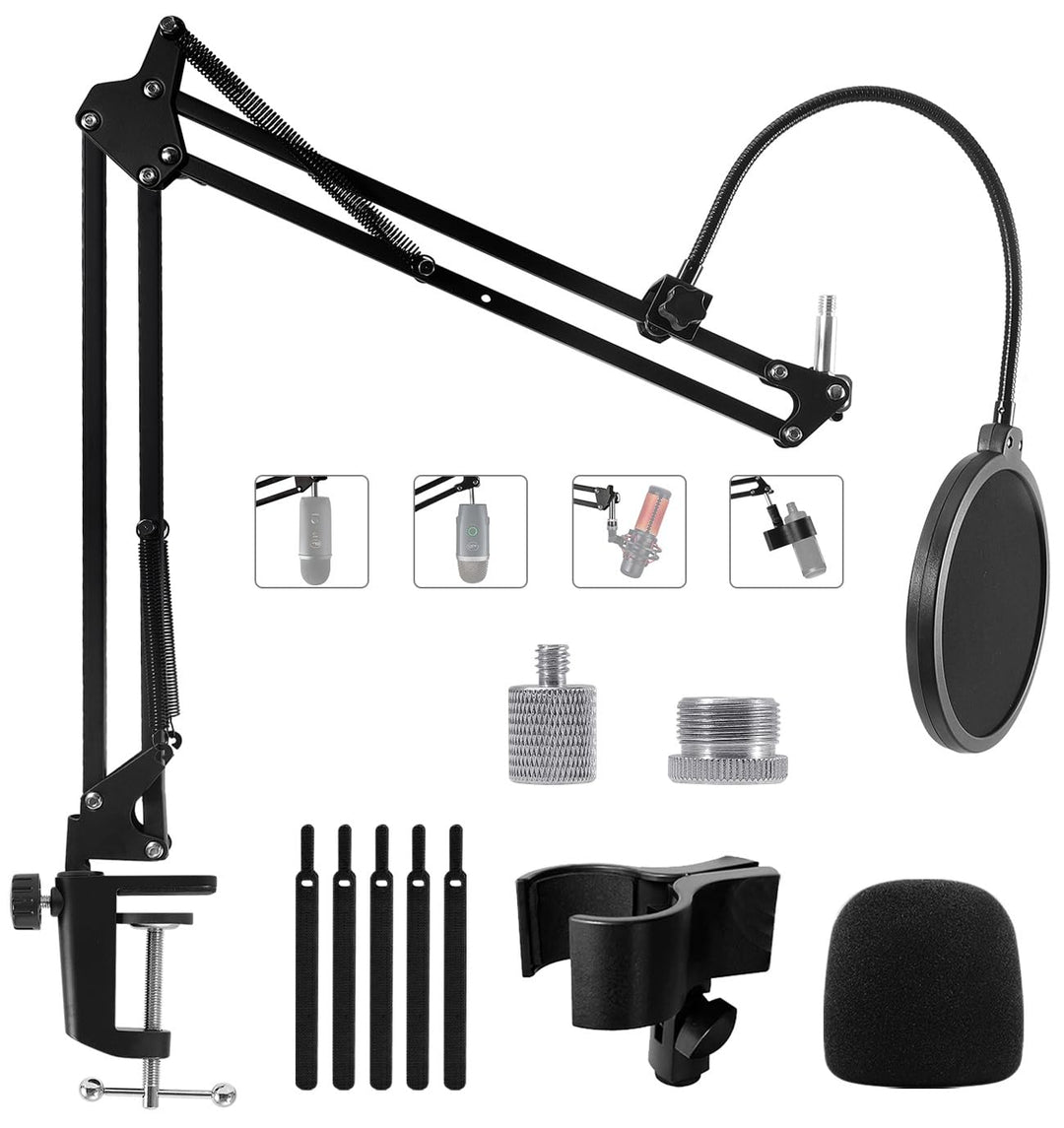 Mikrofon Ständer Boom Arm, Einstellbarer Mikrofonarm für Blue Yeti, Yeti Nano, Elgato Wave, HyperX Q