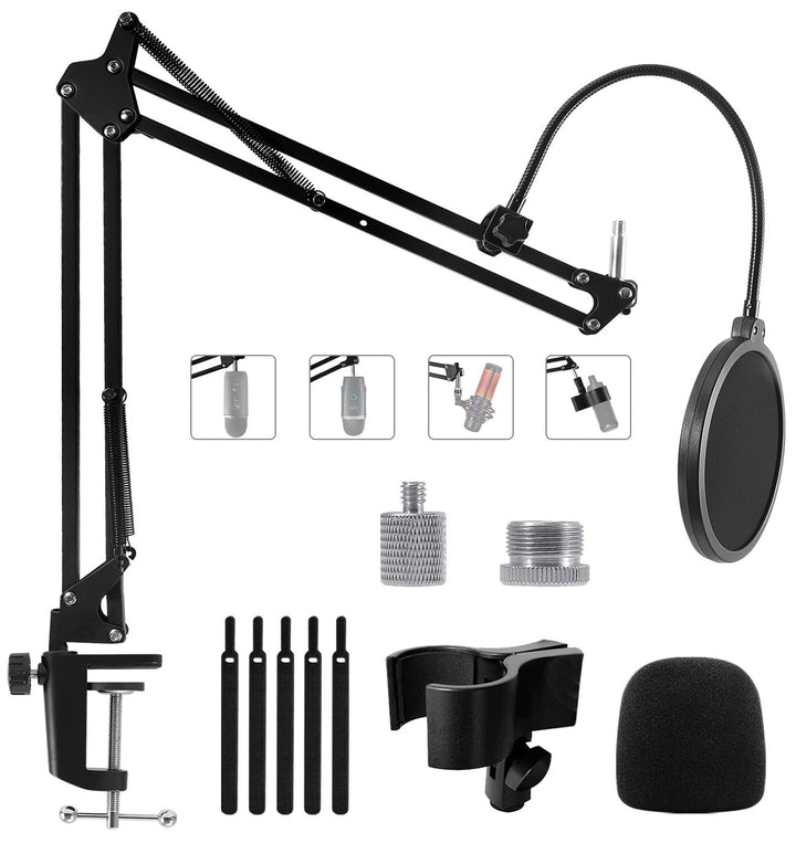 Mikrofon Ständer Boom Arm, Einstellbarer Mikrofonarm für Blue Yeti, Yeti Nano, Elgato Wave, HyperX Q