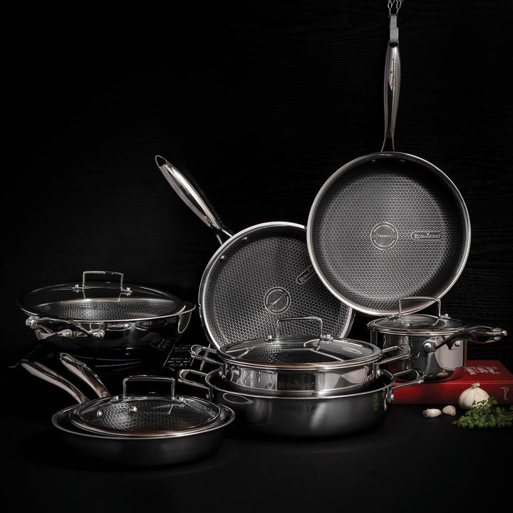 Rosmarino HexaPRO 2.0-28 cm Edelstahl Wok – Premium Antihaft Beschichtung, ofenfest – Ideal für viel