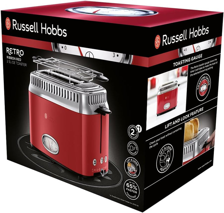 Russell Hobbs Toaster + Russell Hobbs Wasserkocher Retro rot [Energieklasse A] [Energieklasse A] [En