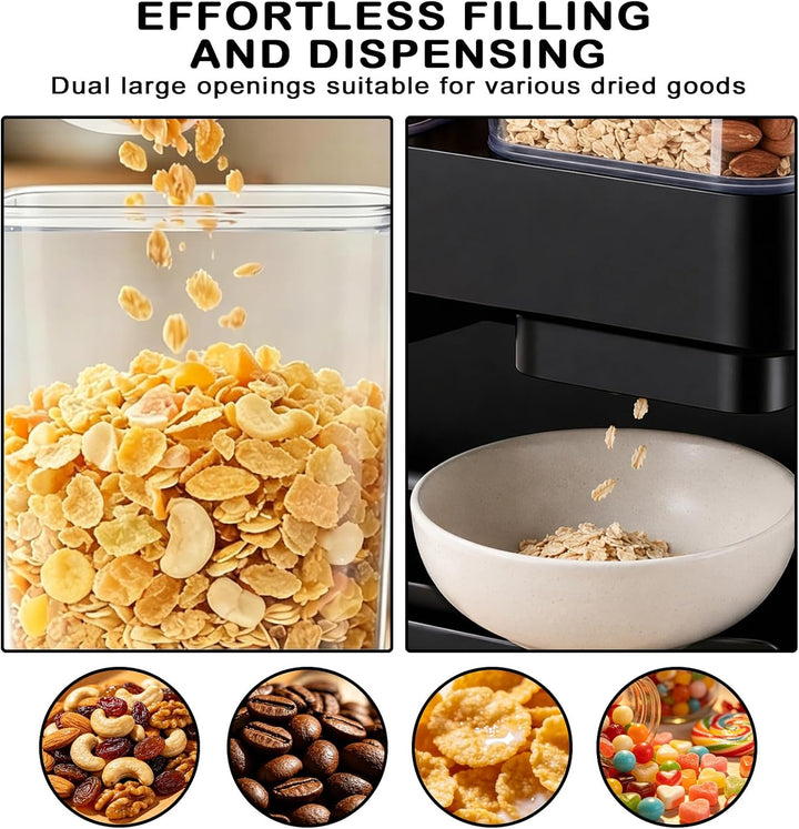 Müslispender, 2er-Set Cornflakes Dispenser, Doppelt 3L Lebensmittelspender aus Kunststoff für Nüsse,
