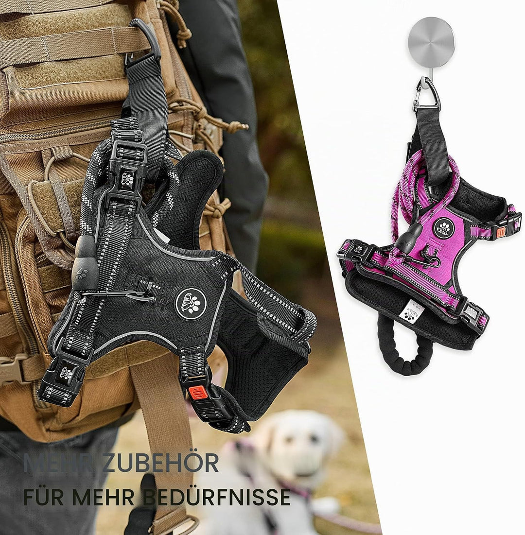 NESTROAD Hundegeschirr Kleine Hunde Rose Rot, Anti Zug Geschirr Gepolstert Brustgeschirr für Kleine
