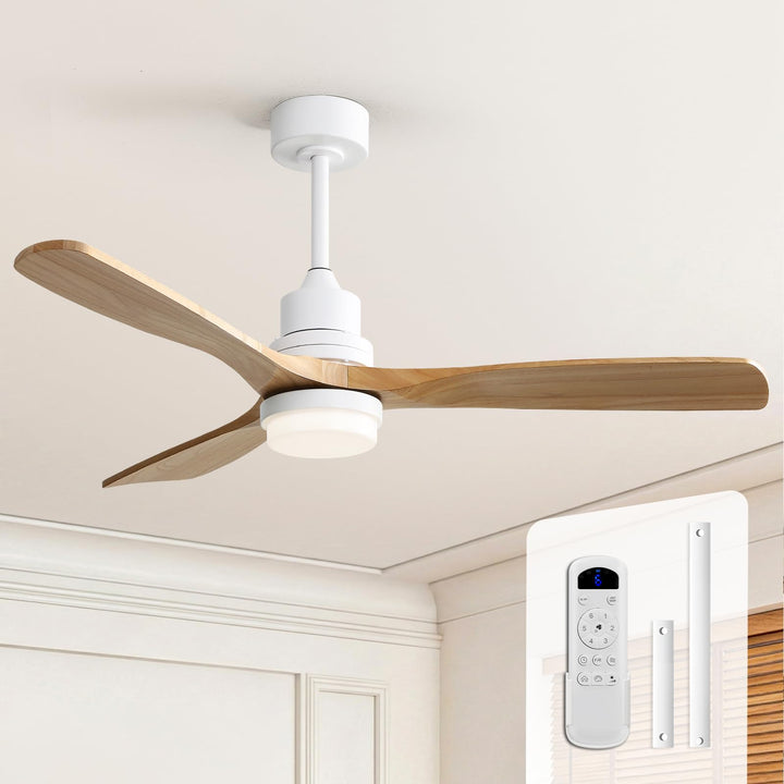 Sofucor Deckenventilator mit Beleuchtung und Fernbedienung, Deckenventilator mit Licht, 3 Holzlüfter