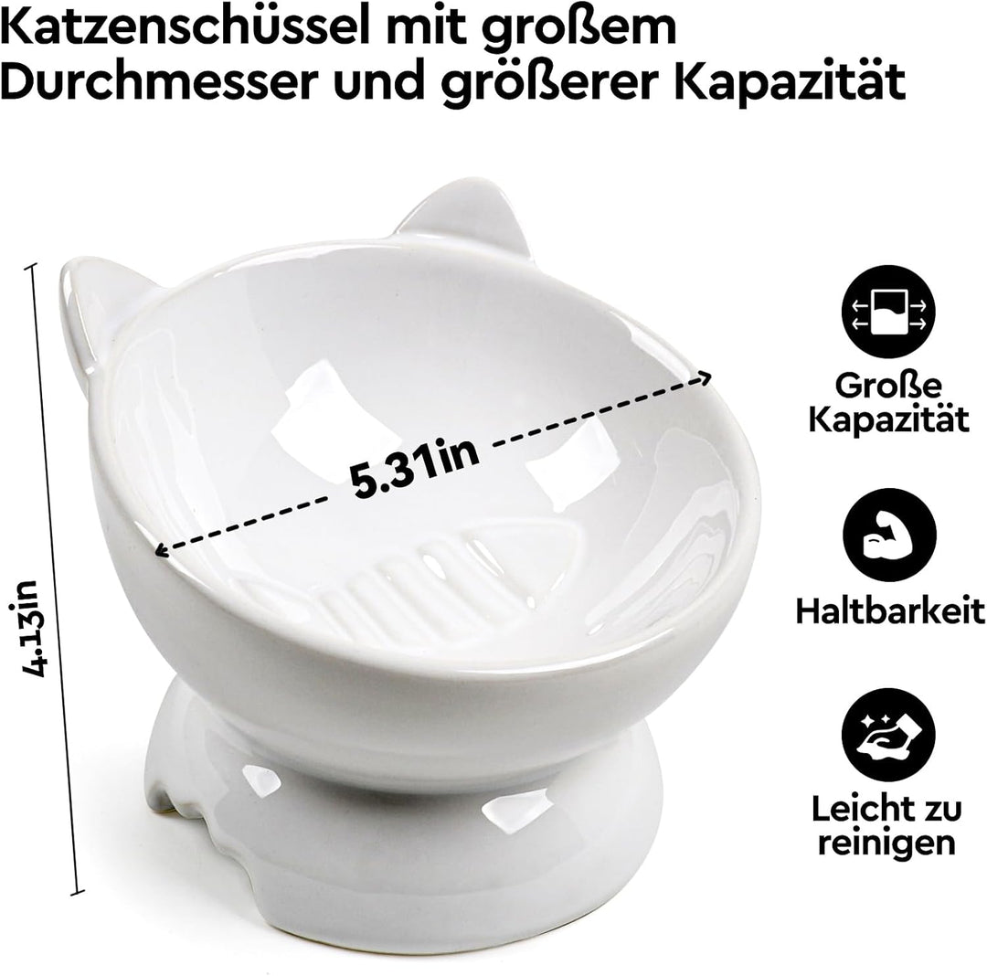 Futternapf Katze,2 Stück Katzennapf Aus Keramik Erhöhter Zervixschutz-Katzennapf Futternapf Katze Er