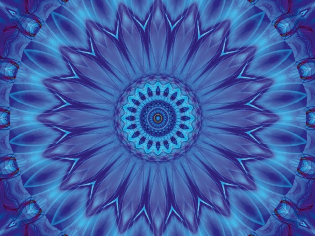 CALVENDO Puzzle Mandala Blaue Wasserblume 1000 Teile Lege-Grösse 64 x 48 cm Foto-Puzzle Bild von Chr