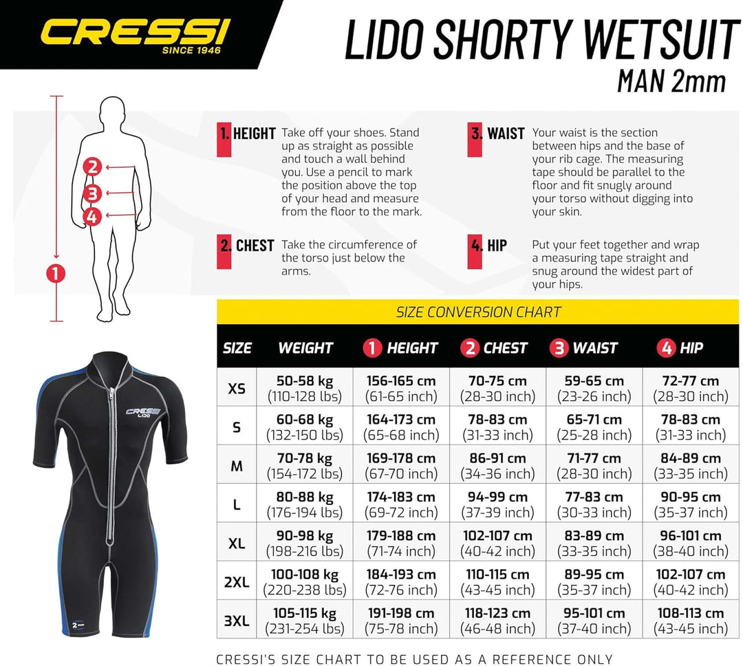 Cressi Lido Man - Shorty Neopren High Stretch 2 mm Neoprenanzug für Herren Schwarz- Grün XXL, Schwar