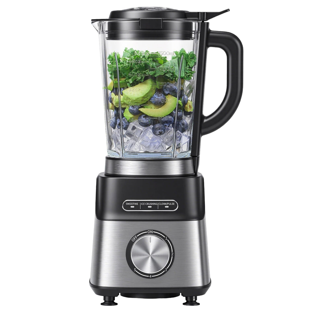 AMZCHEF Standmixer Glas, Standmixer Smoothie Maker 1200W, 1,5L hitzebeständiger Glasbehälter, 5 Gesc