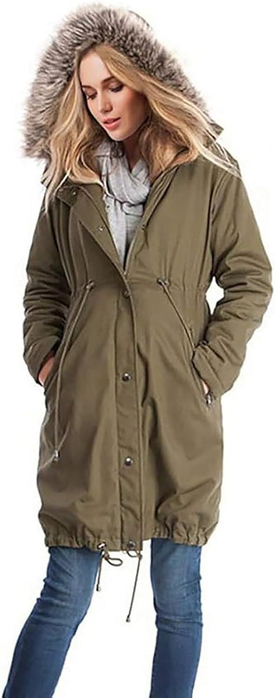YIzdegg Jacke Mit Babyeinsatz Tragejacke Umstandsjacke Fleecejacke Mit Pelzkragen Baumwolljacke Warm